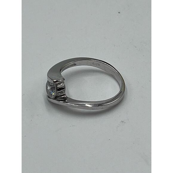 Sterling Silver 925 Rhodium Round Bezel CZ Solitaire Ring Sz 7.5 - Picture 11 of 13